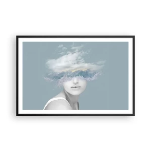 Poster in einem schwarzem Rahmen - Mit dem Kopf in den Wolken - 91x61 cm