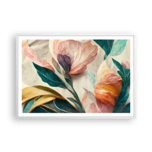 Poster in einem weißen Rahmen - Blumen der südlichen Inseln - 100x70 cm