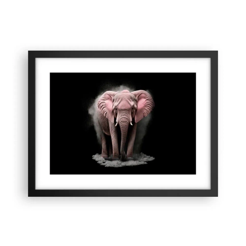 Poster in einem schwarzem Rahmen - Denke nicht an einen rosa Elefanten! - 40x30 cm