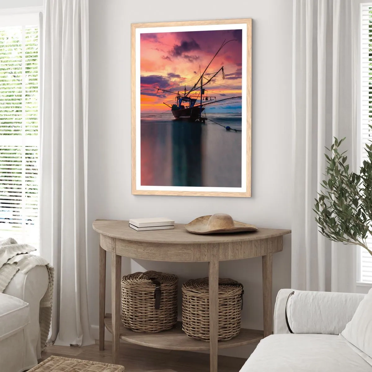 Poster in einem Rahmen aus heller Eiche - Exotischer Abend - 50x70 cm