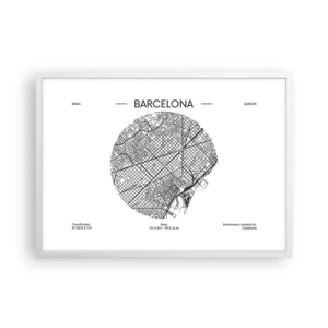 Poster in einem weißen Rahmen - Anatomie von Barcelona - 70x50 cm