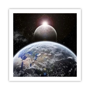 Poster - Weltraumlandschaft - Sonnenaufgang - 60x60 cm