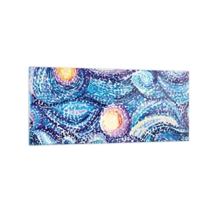 Glasbild - Bild auf glas - Eine künstlerische Interpretation des Sternenhimmels im Stil von Van Gogh - 120x50cm - Aus einem Gemälde von van Gogh - Moderne Wanddekoration für Wohnzimmer und Schlafzimmer ARTTOR