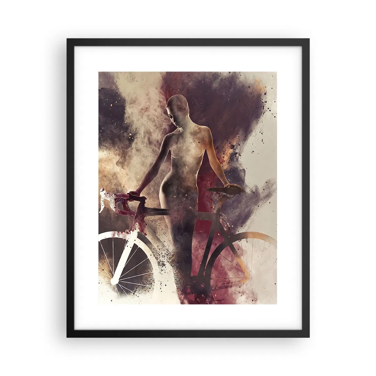 Poster in einem schwarzem Rahmen - Eine Fahrradseele in Marmorformen - 40x50 cm
