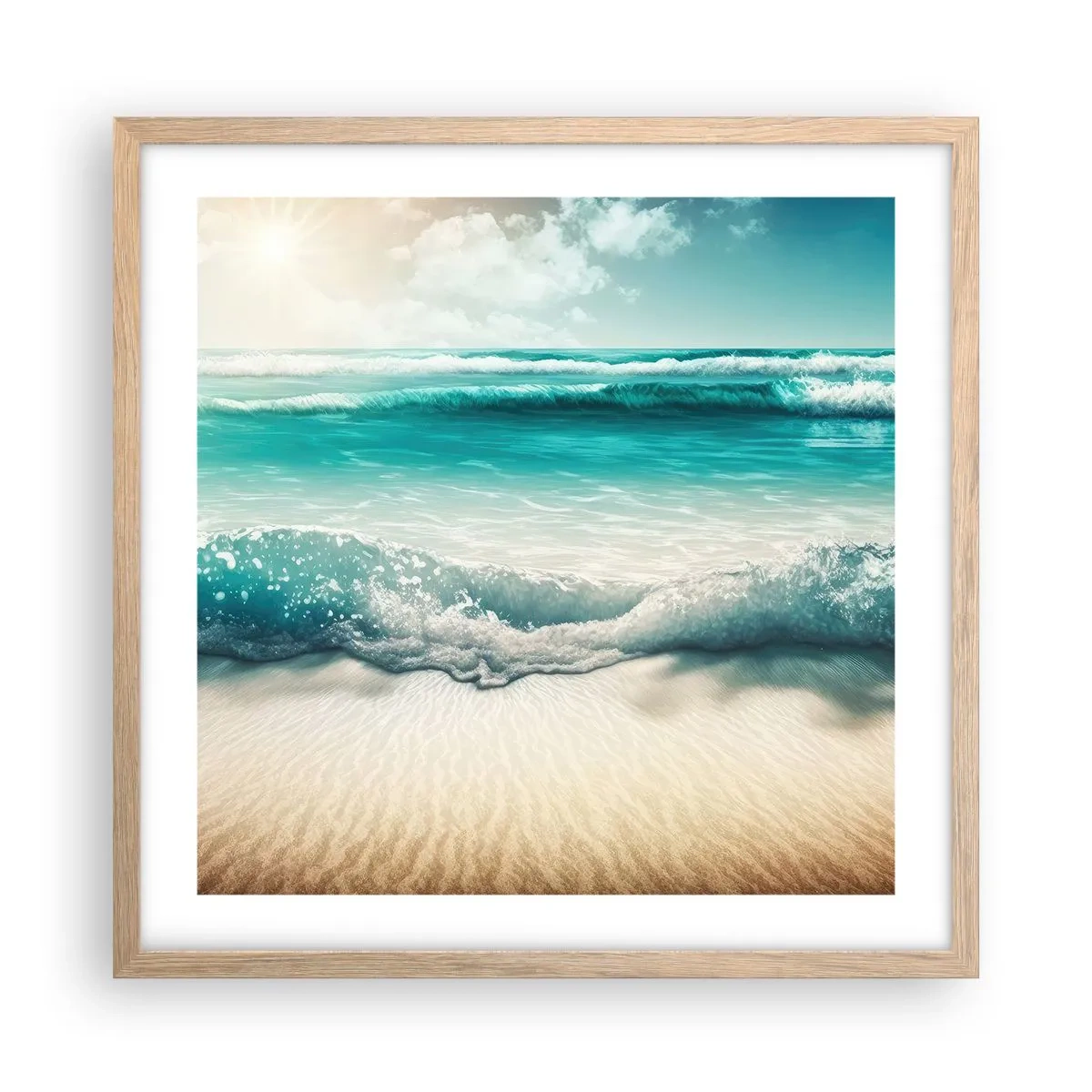 Poster in einem Rahmen aus heller Eiche - Frieden des Ozeans - 50x50 cm