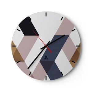 Wanduhr - Glasuhr - Geometrische Formen in Beige- und Brauntönen - 30x30cm - Ebenen und Winkel - Moderne Wanddekoration für Wohnzimmer, Küche und Schlafzimmer ARTTOR