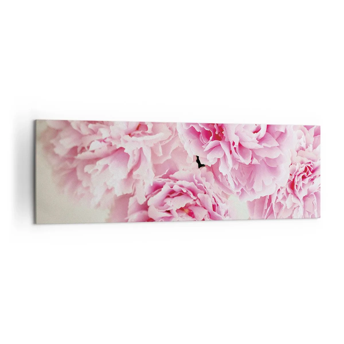 Bild auf Leinwand - Leinwandbild - Ein Strauß rosa Pfingstrosen auf hellem Hintergrund - 160x50cm - In rosa Glamour - Moderne Wanddekoration für Wohnzimmer und Schlafzimmer ARTTOR