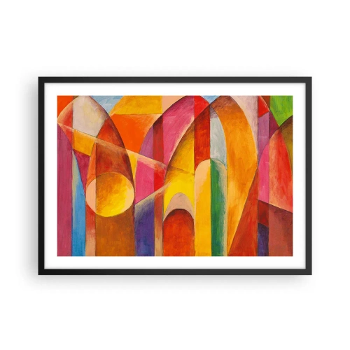 Poster in einem schwarzem Rahmen - Eine abstrakte Komposition voller farbenfroher geometrischer Formen. - 70x50cm - Kathedrale der Sonne - Moderne Wanddekoration für Wohnzimmer und Schlafzimmer ARTTOR