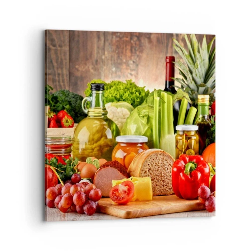 Bild auf Leinwand - Leinwandbild - Geräuchert, gebacken und eingelegt - 70x70 cm