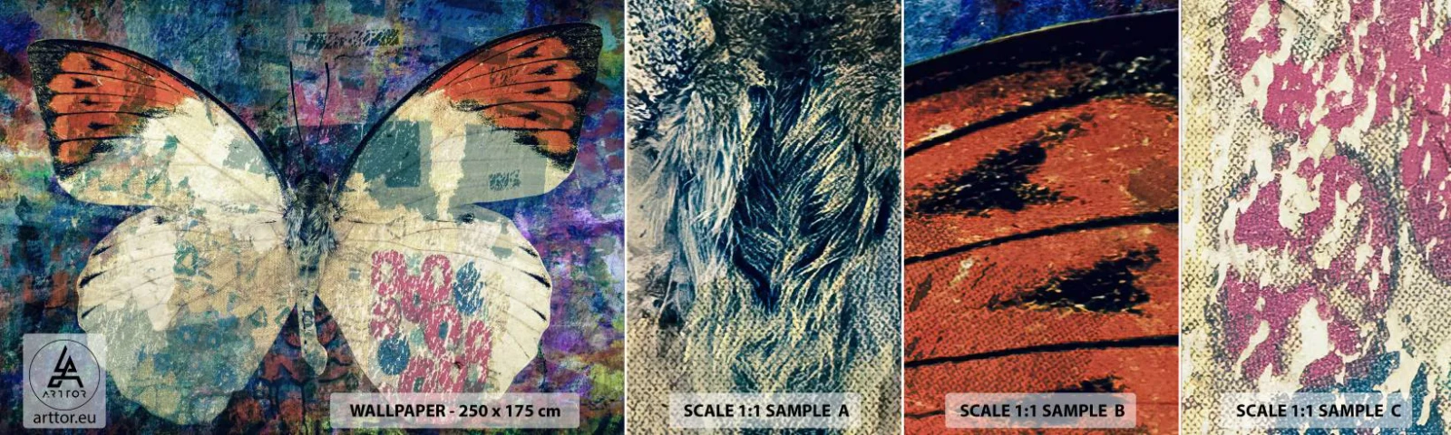 Fototapetenmuster Standard Eco - Subtile Zerbrechlichkeit - Schmetterling, Abstraktion, Stück - 100x30 cm