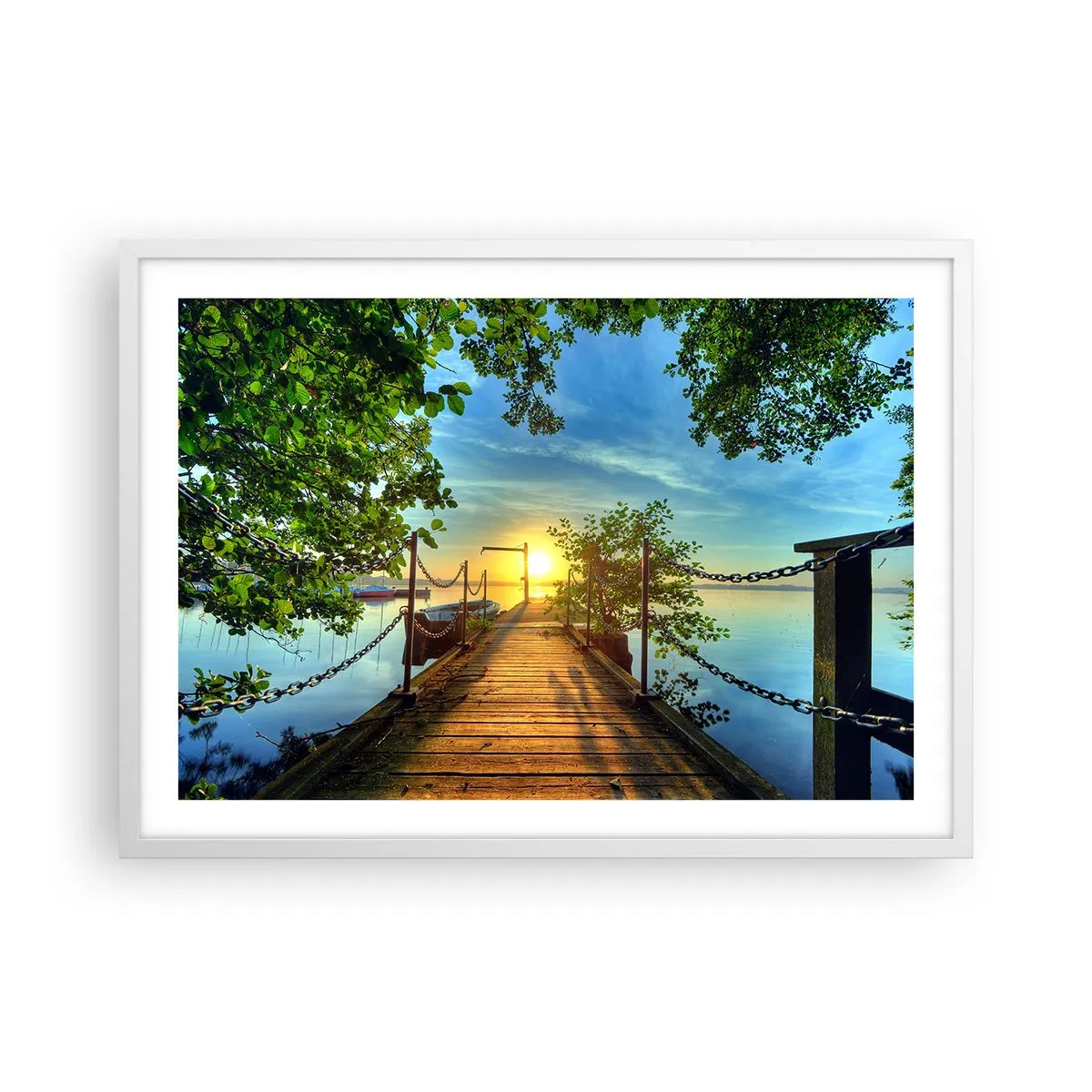 Poster in einem weißen Rahmen - Westen auf dem Wasser - 70x50 cm