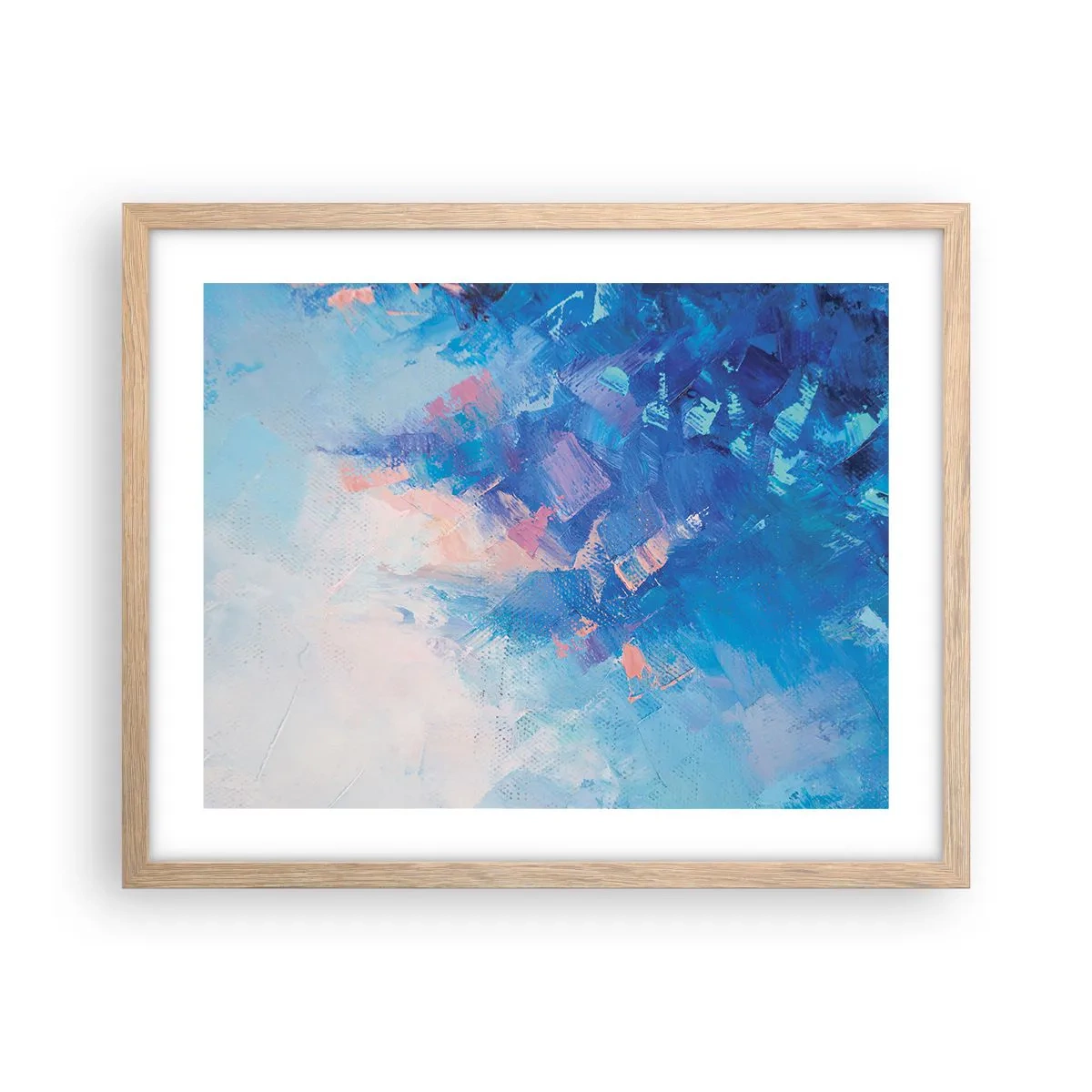 Poster in einem Rahmen aus heller Eiche - Winter-Abstraktion - 50x40 cm