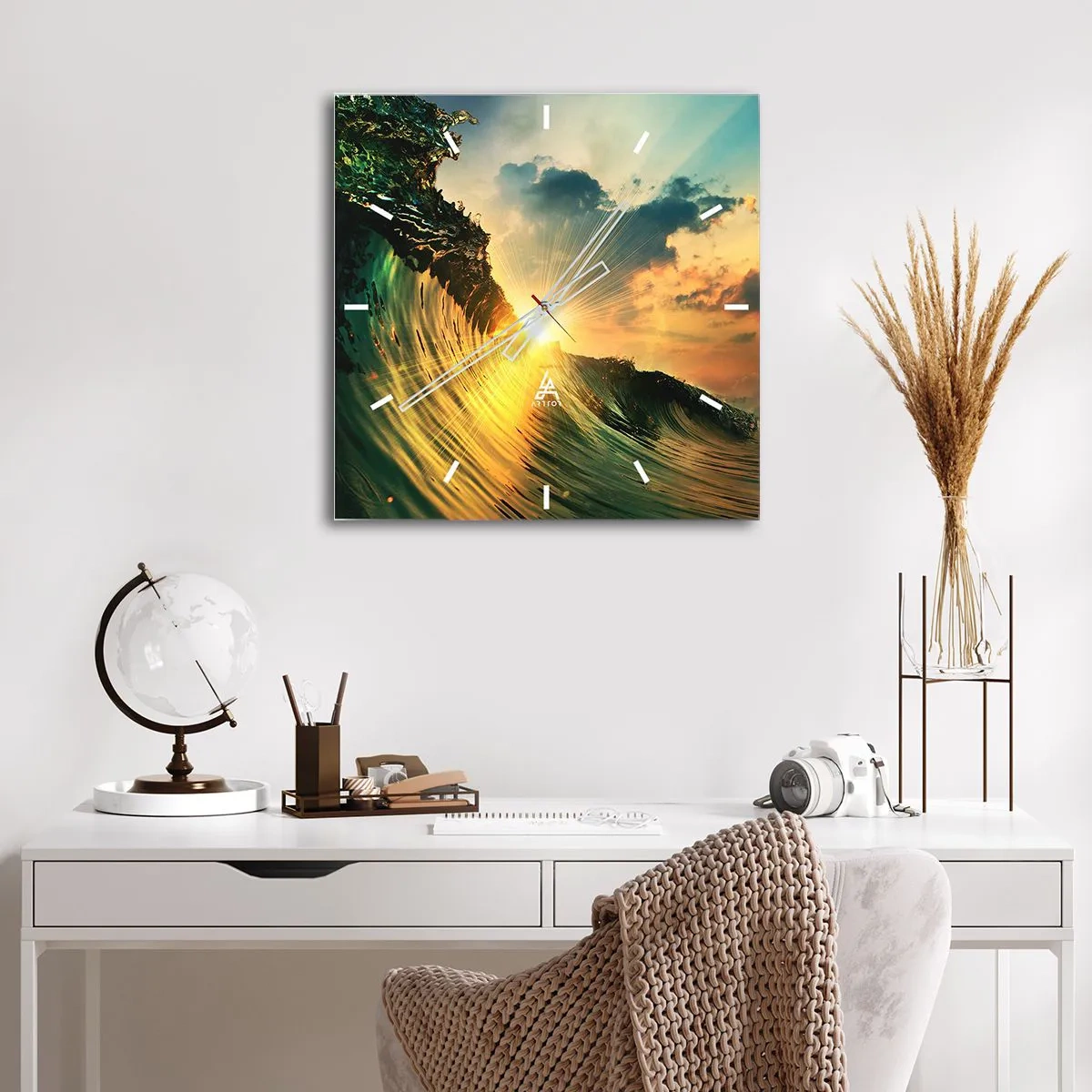 Wanduhr - Glasuhr - Surfer, wo bist du? - 30x30 cm