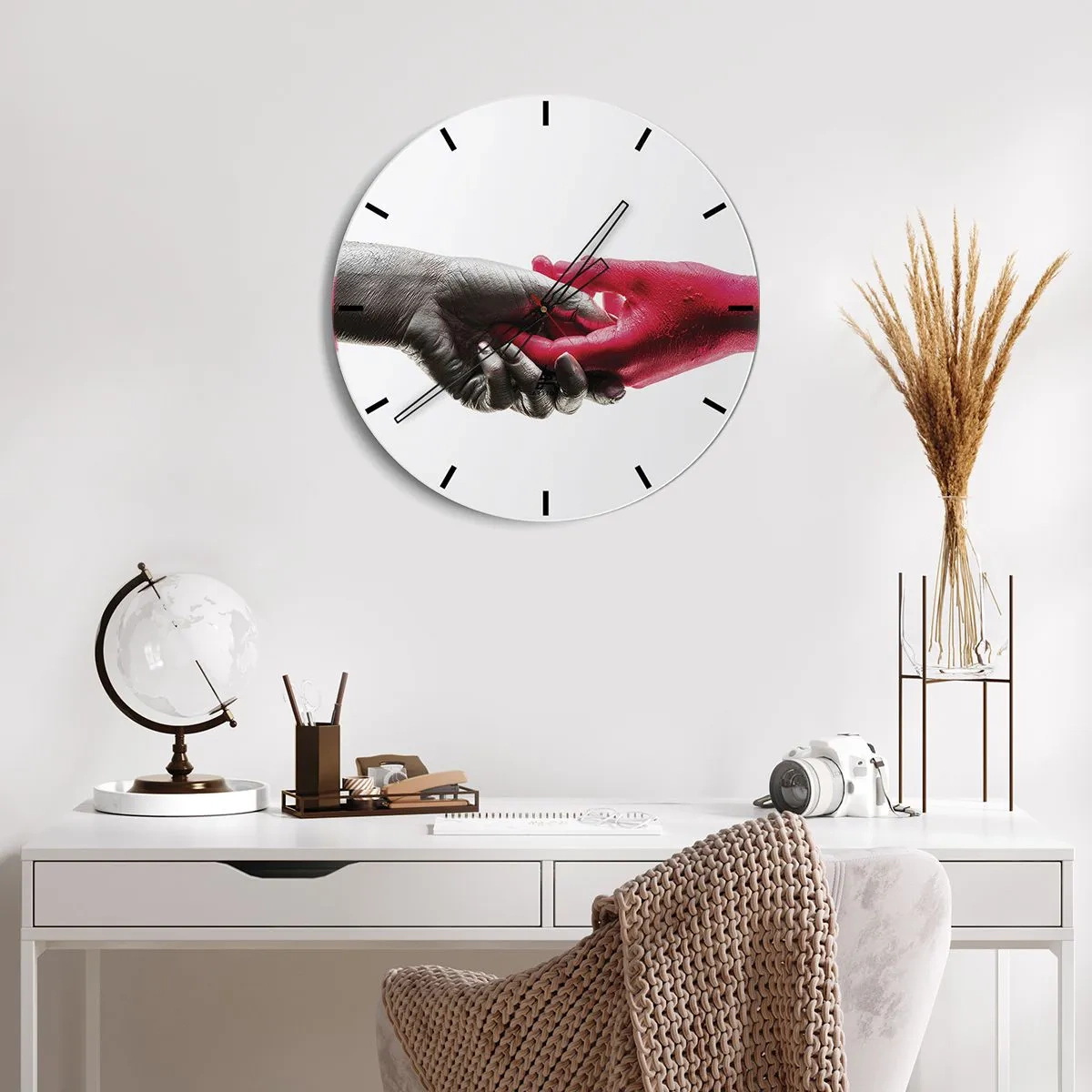 Wanduhr - Glasuhr - Gemeinsam, obwohl anders - 30x30 cm