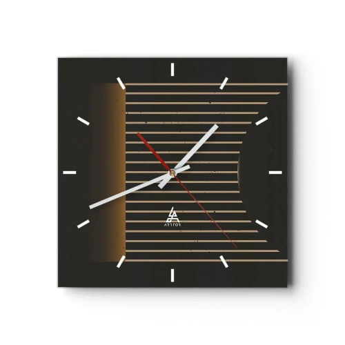 Wanduhr - Glasuhr - Geometrisches Muster mit Streifen auf dunklem Hintergrund - 30x30cm - Die Dunkelheit erkunden - Moderne Wanddekoration für Wohnzimmer und Schlafzimmer ARTTOR