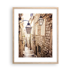 Poster in einem Rahmen aus heller Eiche - Bezaubernde Gasse - 40x50 cm