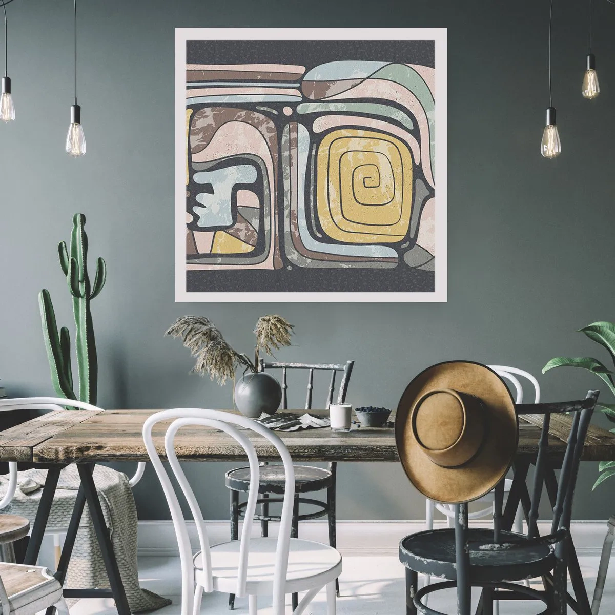 Poster - Abstraktion im präkolumbianischen Geist - 40x40 cm