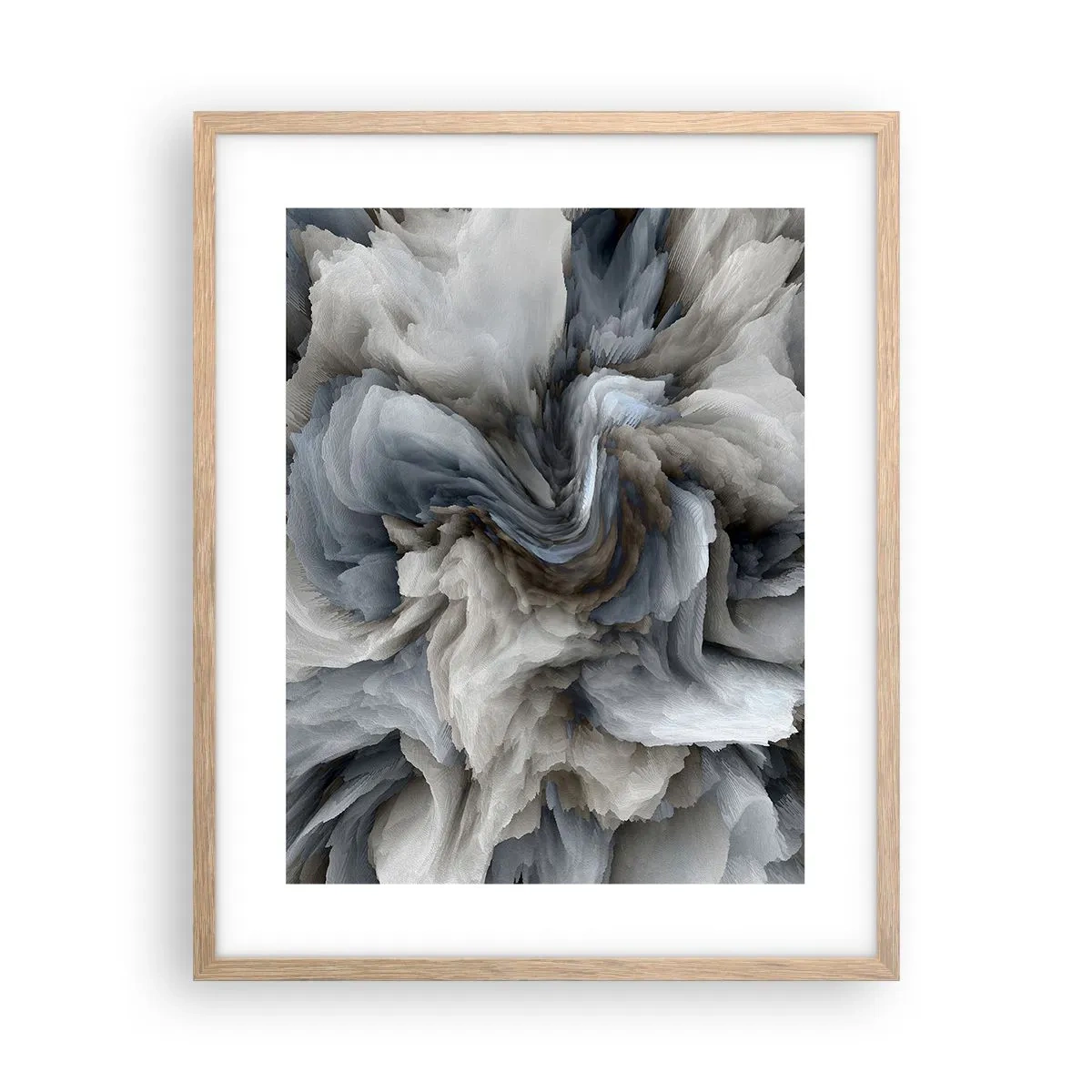 Poster in einem Rahmen aus heller Eiche - Stein und Blume - 40x50 cm