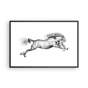 Poster in einem schwarzem Rahmen - Im Galopp festgehalten - 91x61 cm