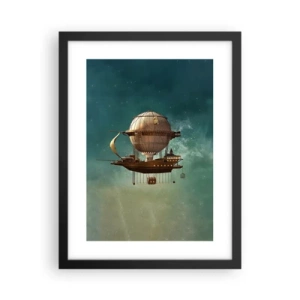 Poster in einem schwarzem Rahmen - Jules Verne sagt Hallo - 30x40 cm