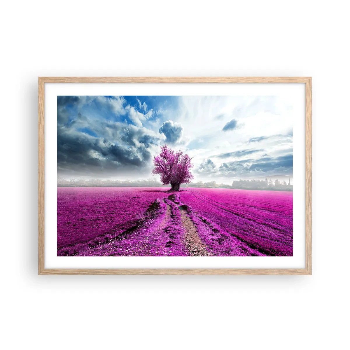 Poster in einem Rahmen aus heller Eiche - Heide - Wildnis - 70x50 cm
