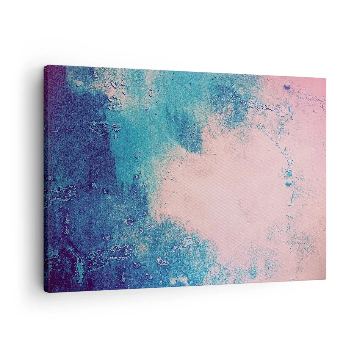 Bild auf Leinwand - Leinwandbild - Abstrakte Textur in Rosa- und Blautönen - 70x50cm - Himmelsblaue Umarmungen - Moderne Wanddekoration für Wohnzimmer und Schlafzimmer ARTTOR