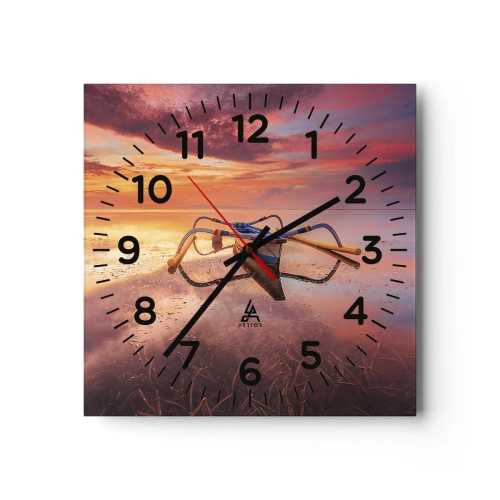 Wanduhr - Glasuhr - Die Ruhe eines tropischen Abends - 30x30 cm