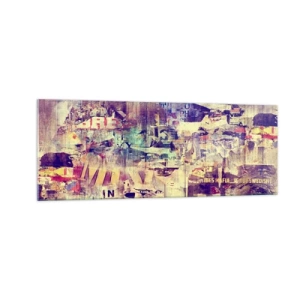 Glasbild - Bild auf glas - Bunte abstrakte Collage mit Text und Grafiken - 140x50cm - Und das ist alles, was es geben wird - Moderne Wanddekoration für Wohnzimmer und Schlafzimmer ARTTOR