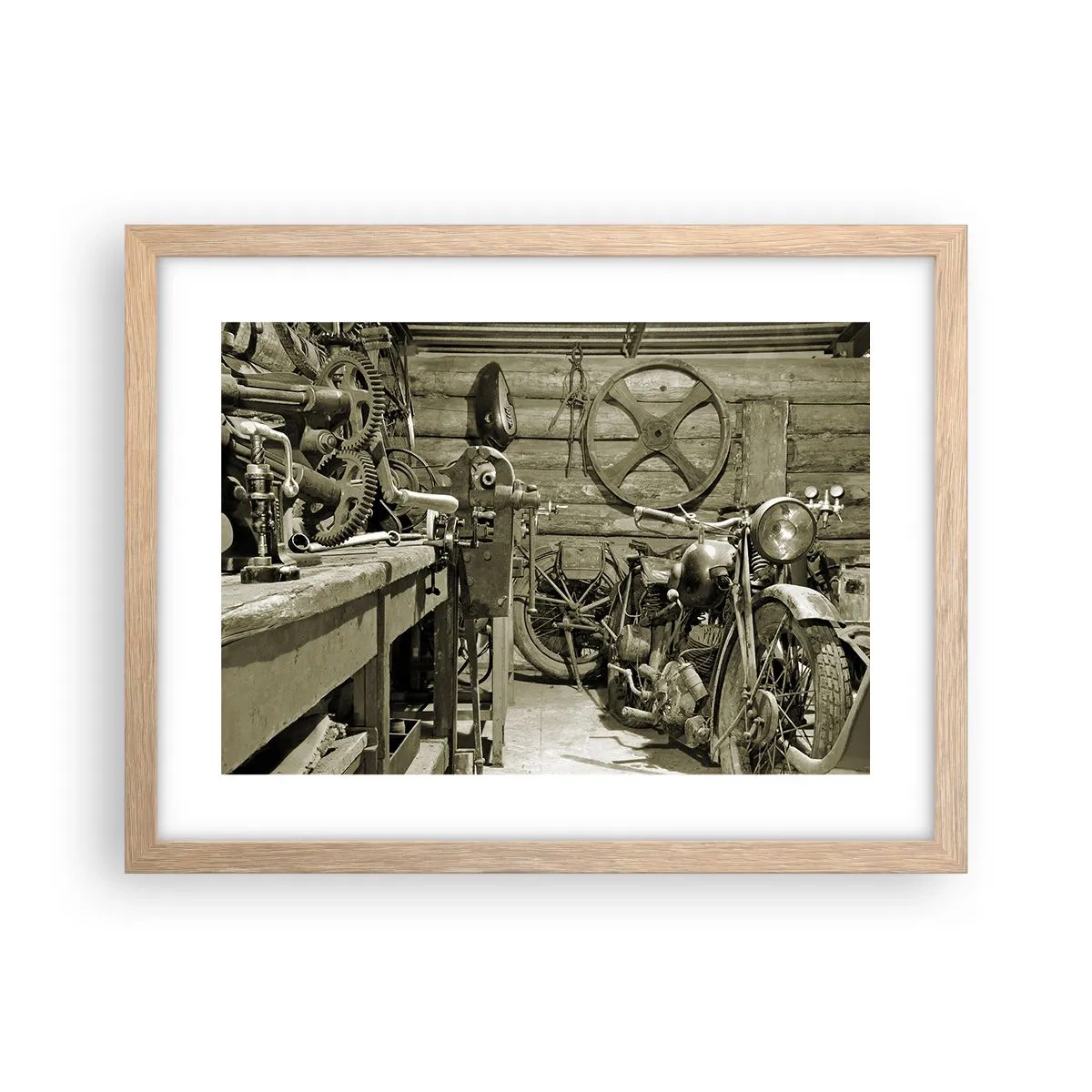 Poster in einem Rahmen aus heller Eiche - Im Schuppen von Onkel Władek - 40x30 cm