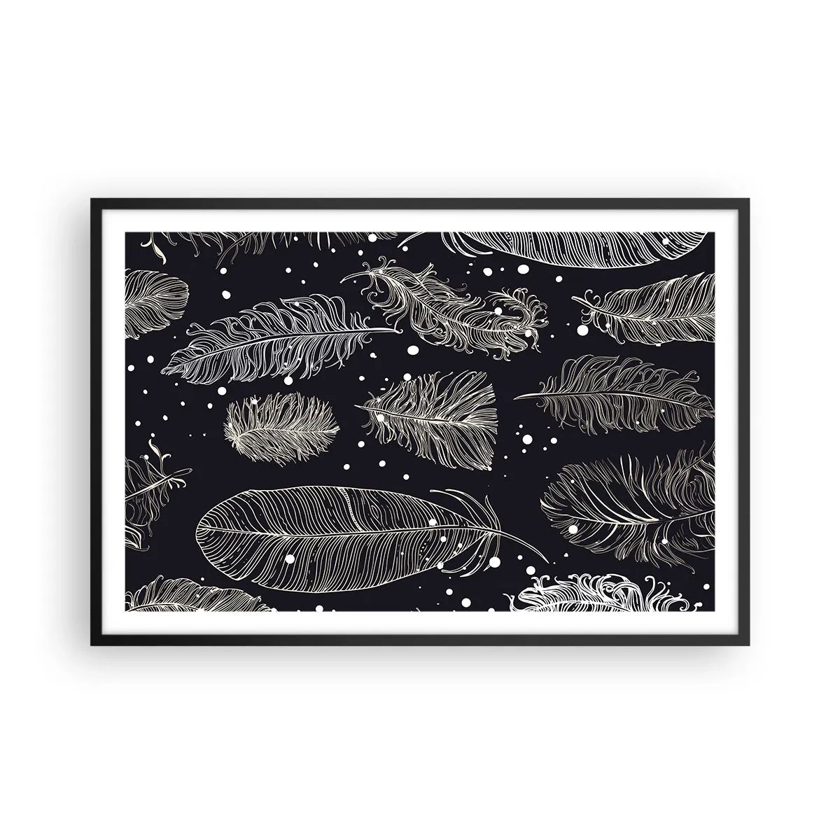Poster in einem schwarzem Rahmen - Gefiederte Spitze - 91x61 cm