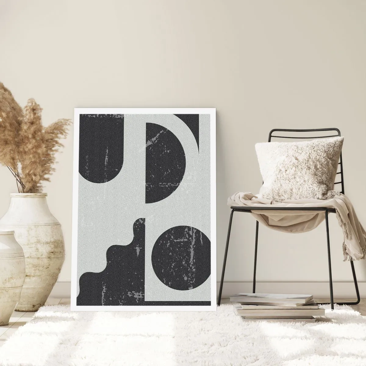 Poster - Abstrakte geometrische Komposition in Schwarz und Grau - 50x70cm - Komposition oben und unten - Moderne Wanddekoration für Wohnzimmer und Schlafzimmer ARTTOR