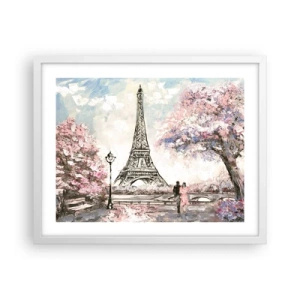 Poster in einem weißen Rahmen - Aprilspaziergang durch Paris - 50x40 cm