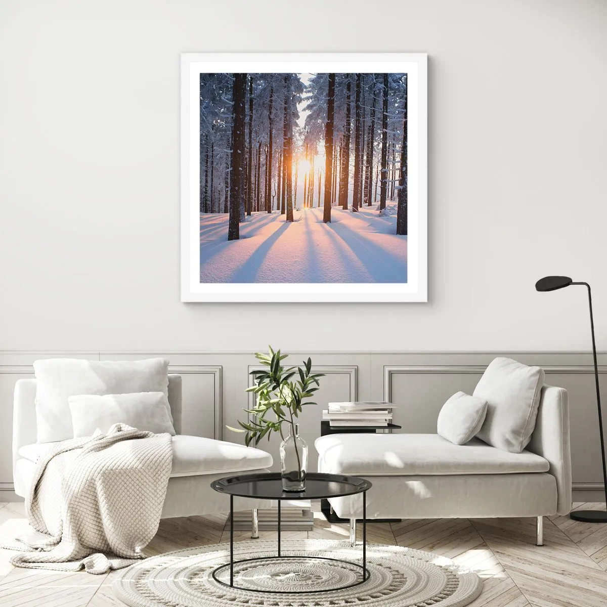 Poster in einem weißen Rahmen - Ganz klar schwarz auf weiß - 50x50 cm