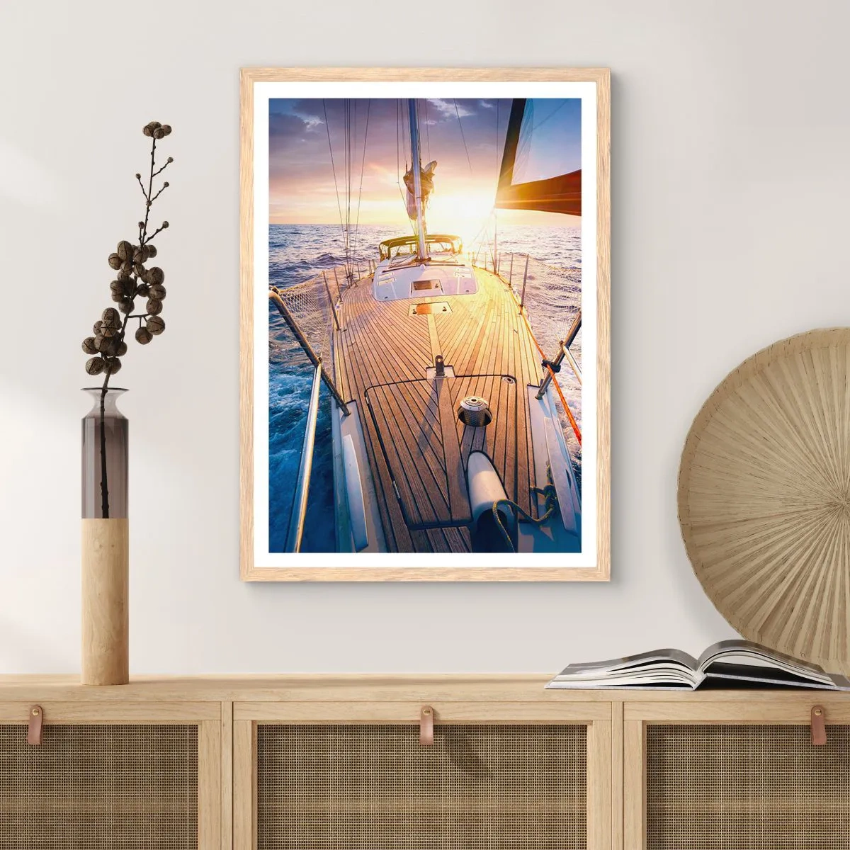 Poster in einem Rahmen aus heller Eiche - Laufen unter den Wellen - 50x70 cm