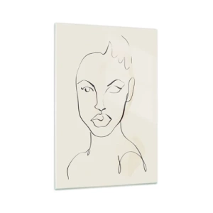 Glasbild - Bild auf glas - Minimalistische Skizze eines Frauengesichts - 70x100cm - Umriss der Sinnlichkeit - Moderne Wanddekoration für Wohnzimmer und Schlafzimmer ARTTOR