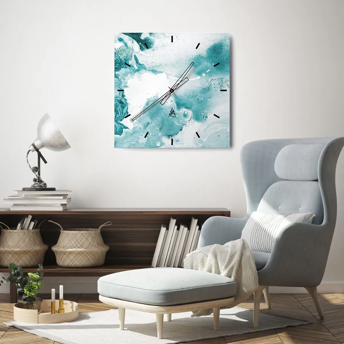 Wanduhr - Glasuhr - Morast von Blau - 40x40 cm