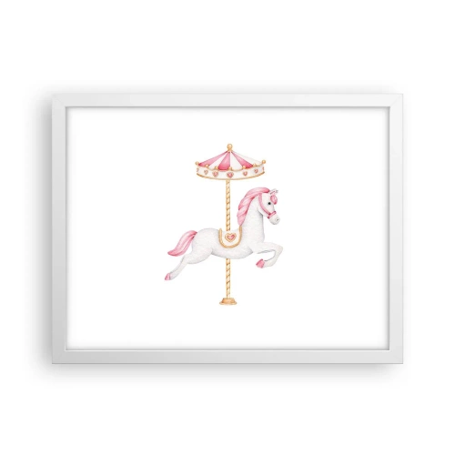 Poster in einem weißen Rahmen - Er legte los - 40x30 cm