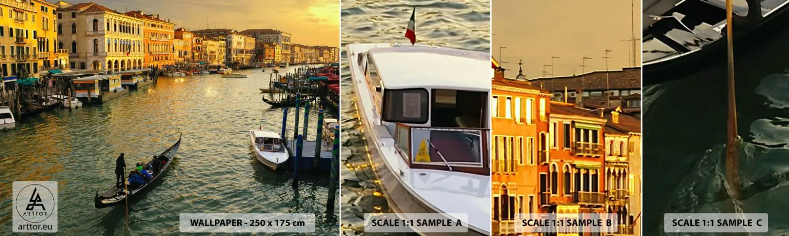 Fototapetenmuster Standard Eco - Auf der Sonnenseite der Straße - Stadt, Venedig, Italien - 100x30 cm