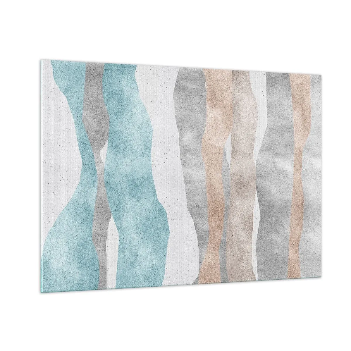 Glasbild - Bild auf glas - Zarte Streifen in Beige- und Blautönen - 100x70cm - Studie über Nähe - Moderne Wanddekoration für Wohnzimmer und Schlafzimmer ARTTOR