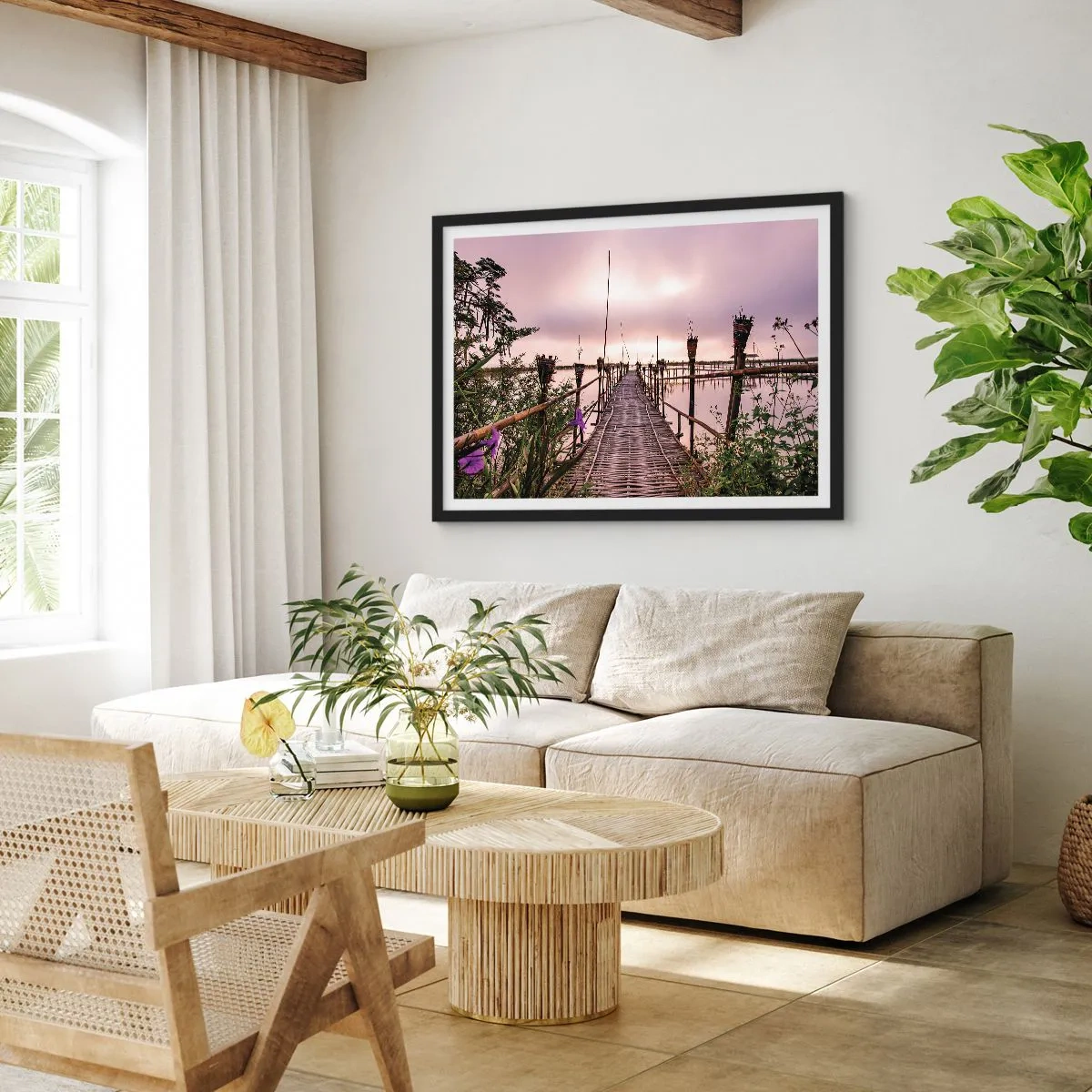 Poster in einem schwarzem Rahmen - Frieden und Ruhe Asiens - 91x61 cm