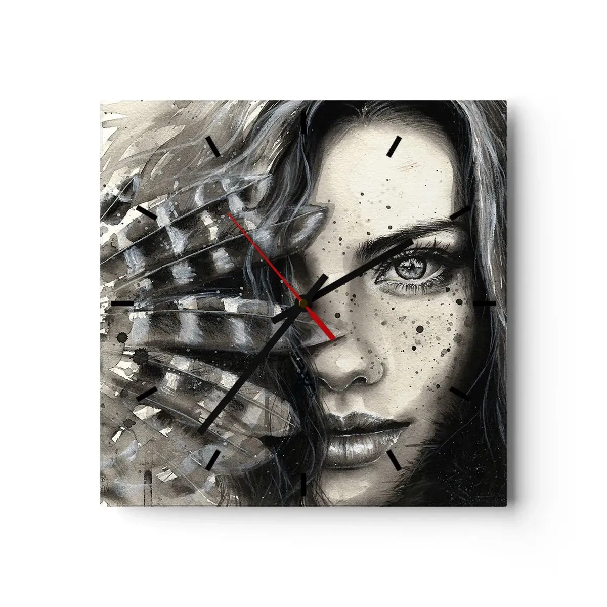 Wanduhr - Glasuhr - Wilde Schönheit - 40x40 cm