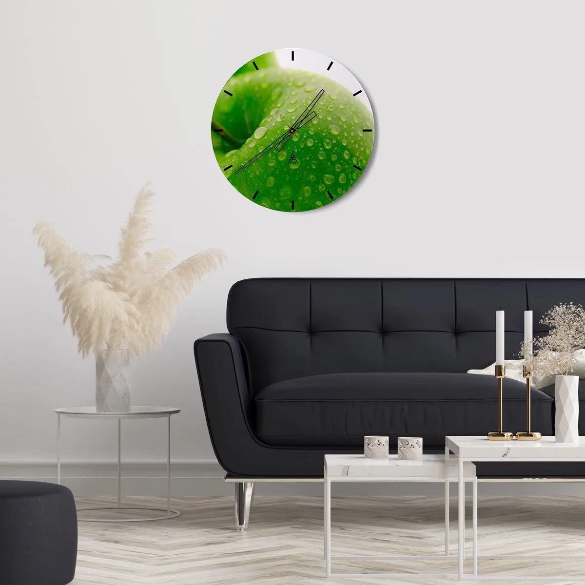 Wanduhr - Glasuhr - Grüne kühle Frische - 40x40 cm