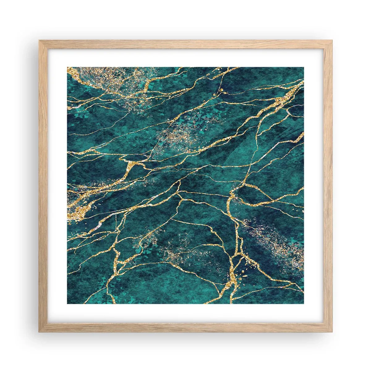 Poster in einem Rahmen aus heller Eiche - Goldmine - 50x50 cm