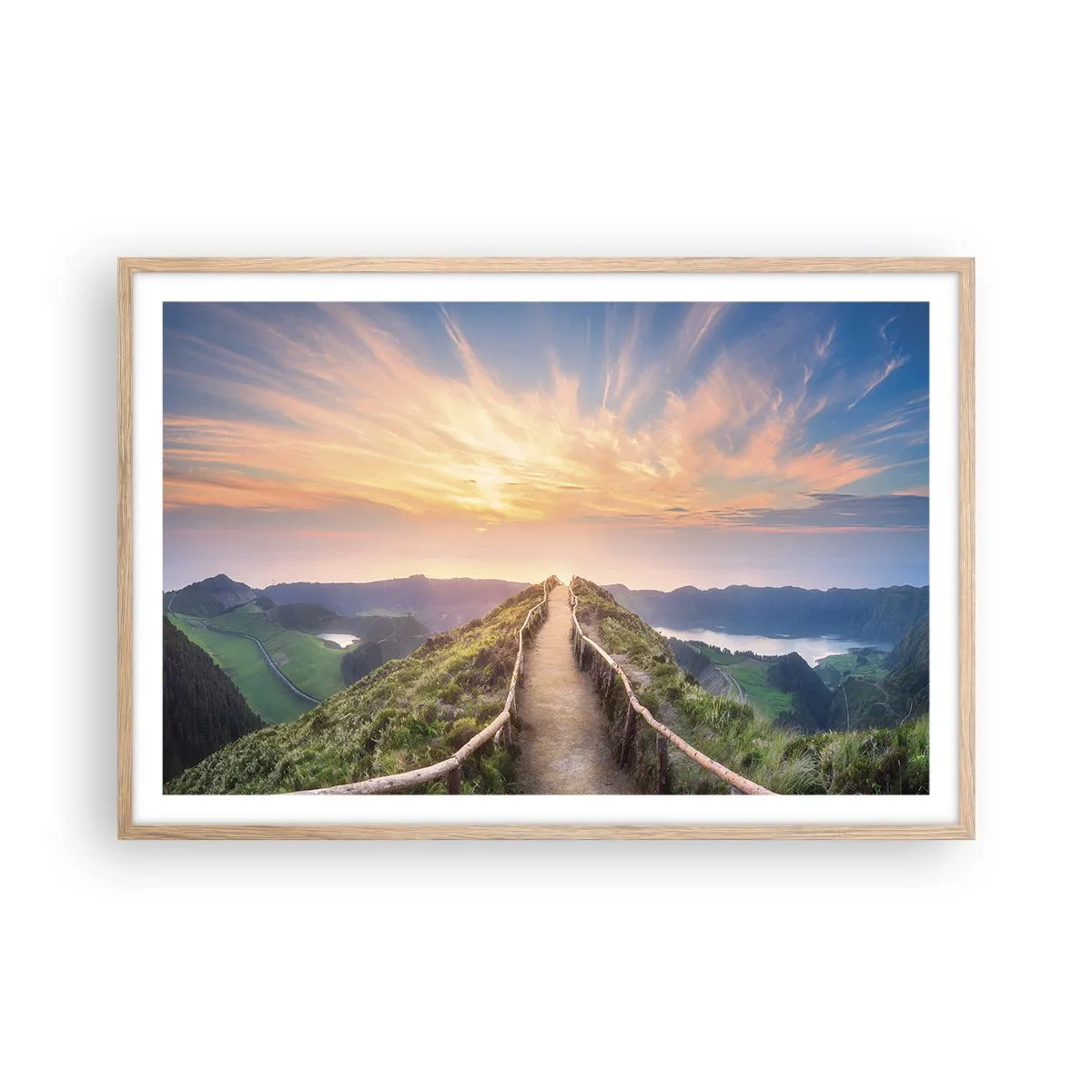 Poster in einem Rahmen aus heller Eiche - Nah am Himmel - 91x61 cm