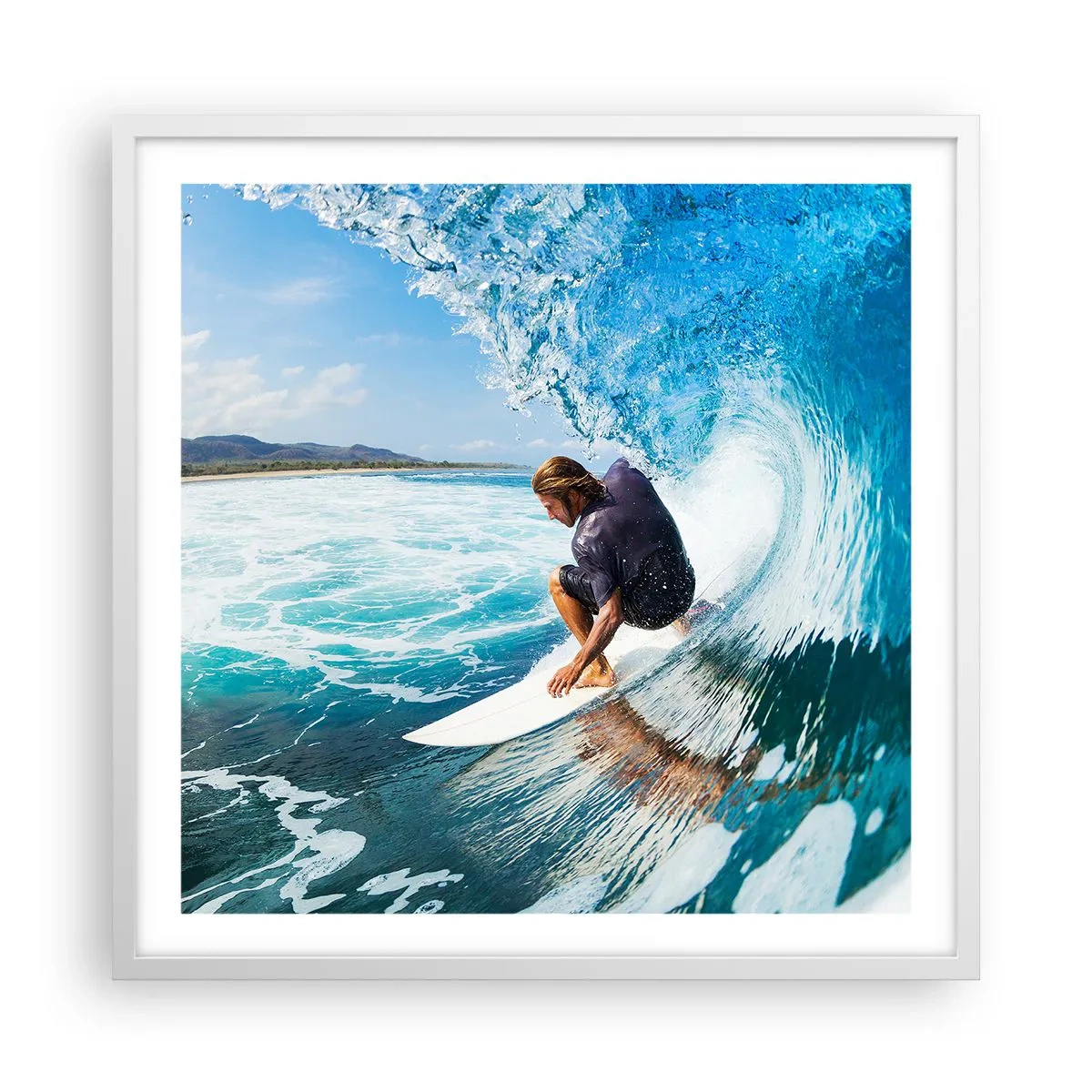 Poster in einem weißen Rahmen - Tanzen mit den Wellen - 60x60 cm