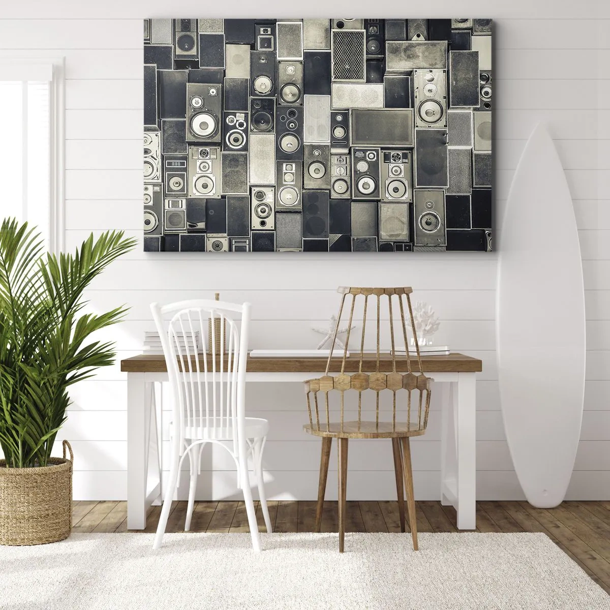 Bild auf Leinwand - Leinwandbild - Lautsprecherkollektion im Retro-Stil - 100x70cm - Und es ist alles in Ordnung - Moderne Wanddekoration für Wohnzimmer und Schlafzimmer ARTTOR