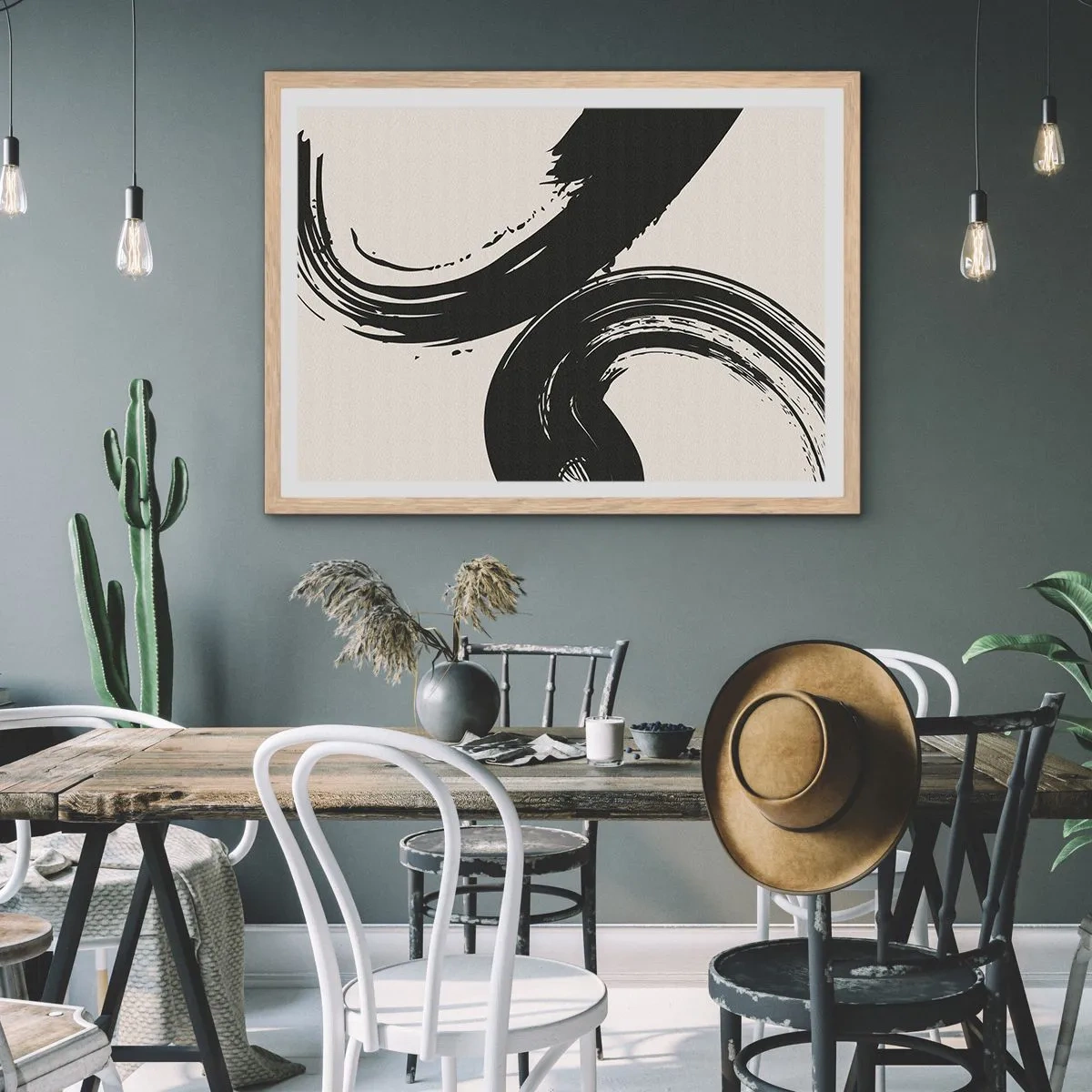 Poster in einem Rahmen aus heller Eiche - Ausladend und kreisförmig - 100x70 cm