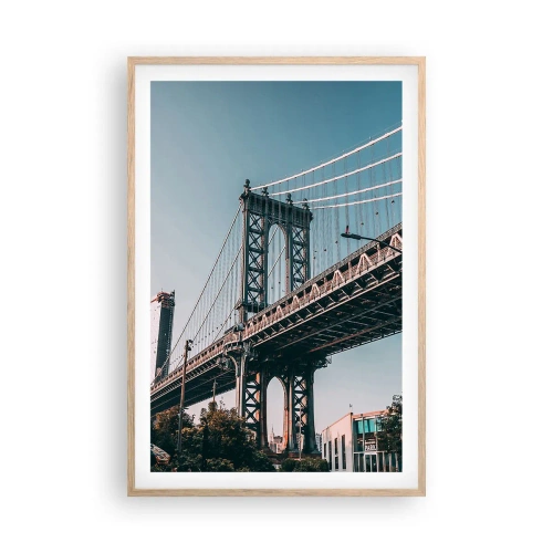 Poster in einem Rahmen aus heller Eiche - Über den Wellen der Stadt - 61x91 cm