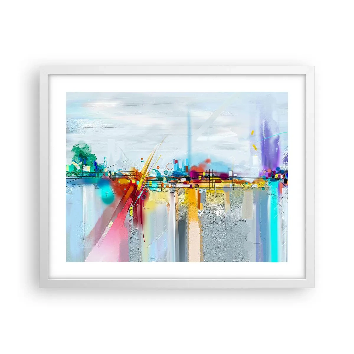 Poster in einem weißen Rahmen - Freudenbrücke über den Fluss des Lebens - 50x40 cm