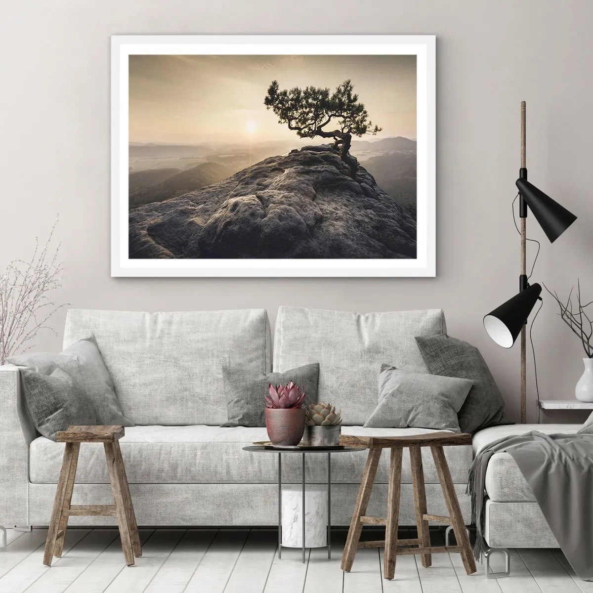 Poster in einem weißen Rahmen - Das Leben gewinnt immer - 91x61 cm